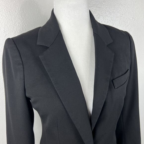 Express Blazer Women 2 Black Button Up Jacket Career Casual Shoulder Pads Outer - Picture 9 of 13